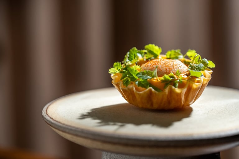 Gourmet appetizer with fresh microgreens